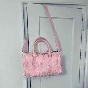 NWT - Sugar Thrillz WHIRLWIND REBEL MARABOU Feathered PURSE Shoulder Bag PINK